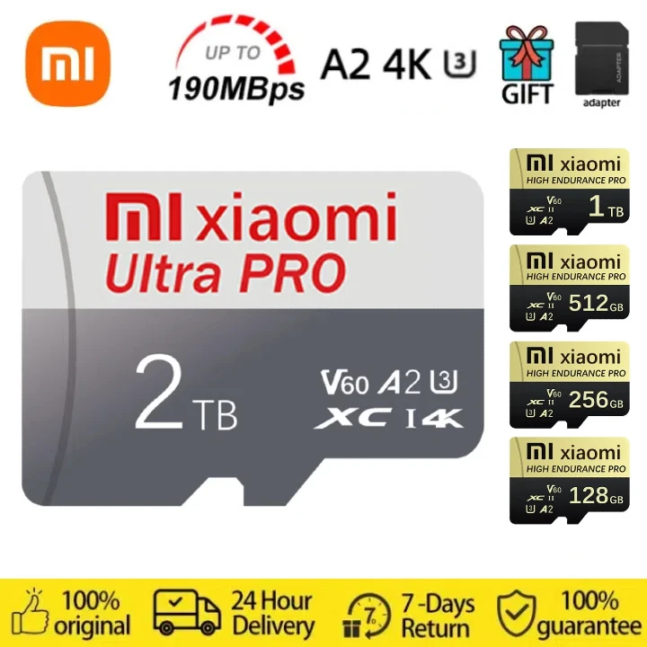 Cartão de Memória Xiaom para Nintendo Switch, Mini Cartão SD, Micro TF Flash Card, A2, Classe 10, 64 GB, 128 GB, 256 GB, 512GB, 1TB, 2TB