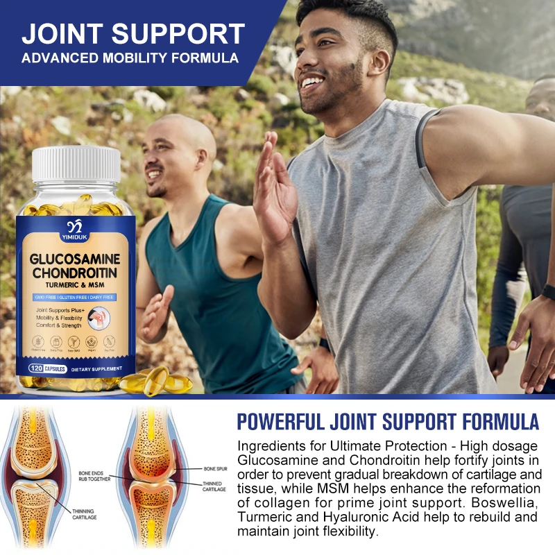 Glucosamine Chondroitin Capsules MSM Triple StrengthBones Joints Supplements, Joints Cartilage Health, Muscle & Nerve Pain Anti