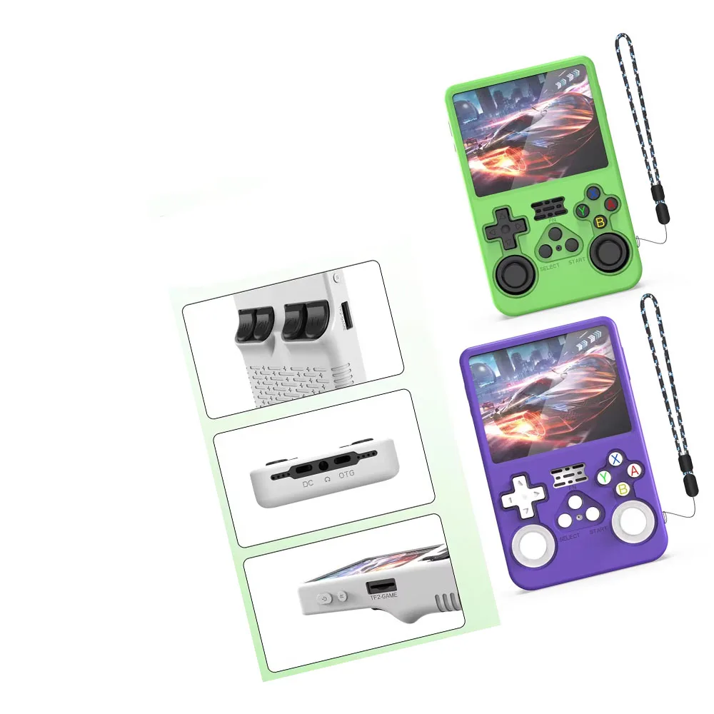 

for R36S Game Console Silicone Protective Case Full Package Fit Thin Anti-seismic Anti-fall Cover Black White Green Purple