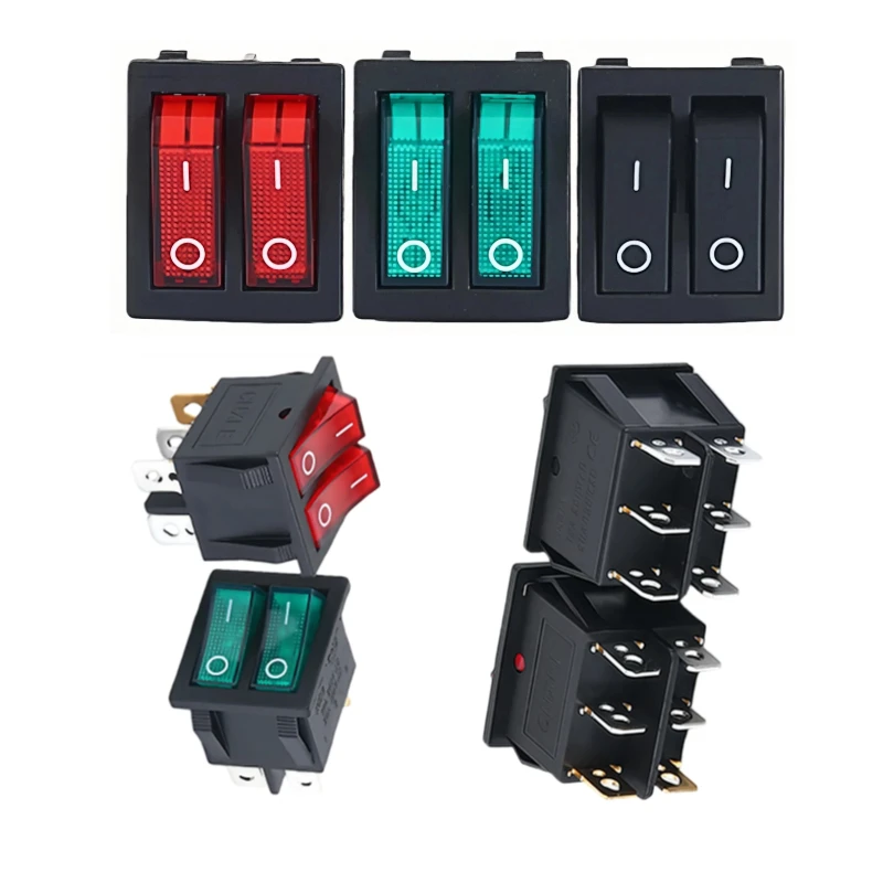 KCD8 6PIN Rocker Switch Power Switch Duplex ON-OFF 2Position 6 Pins With Light 16A 250VAC/ 20A 125VAC