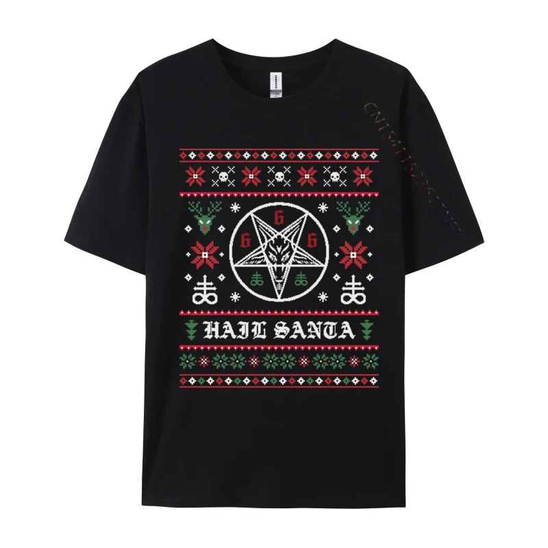 Hail Santa Ugly Christmas Sweater T-Shirts Top T-Shirts Family Retro Men Tops Shirt Printing Cotton Fast Shiping