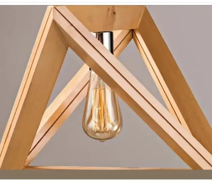 Nordic appropriate restaurant solid wood geometric chandelier coffee wood frame reception wooden triangle Chandelier