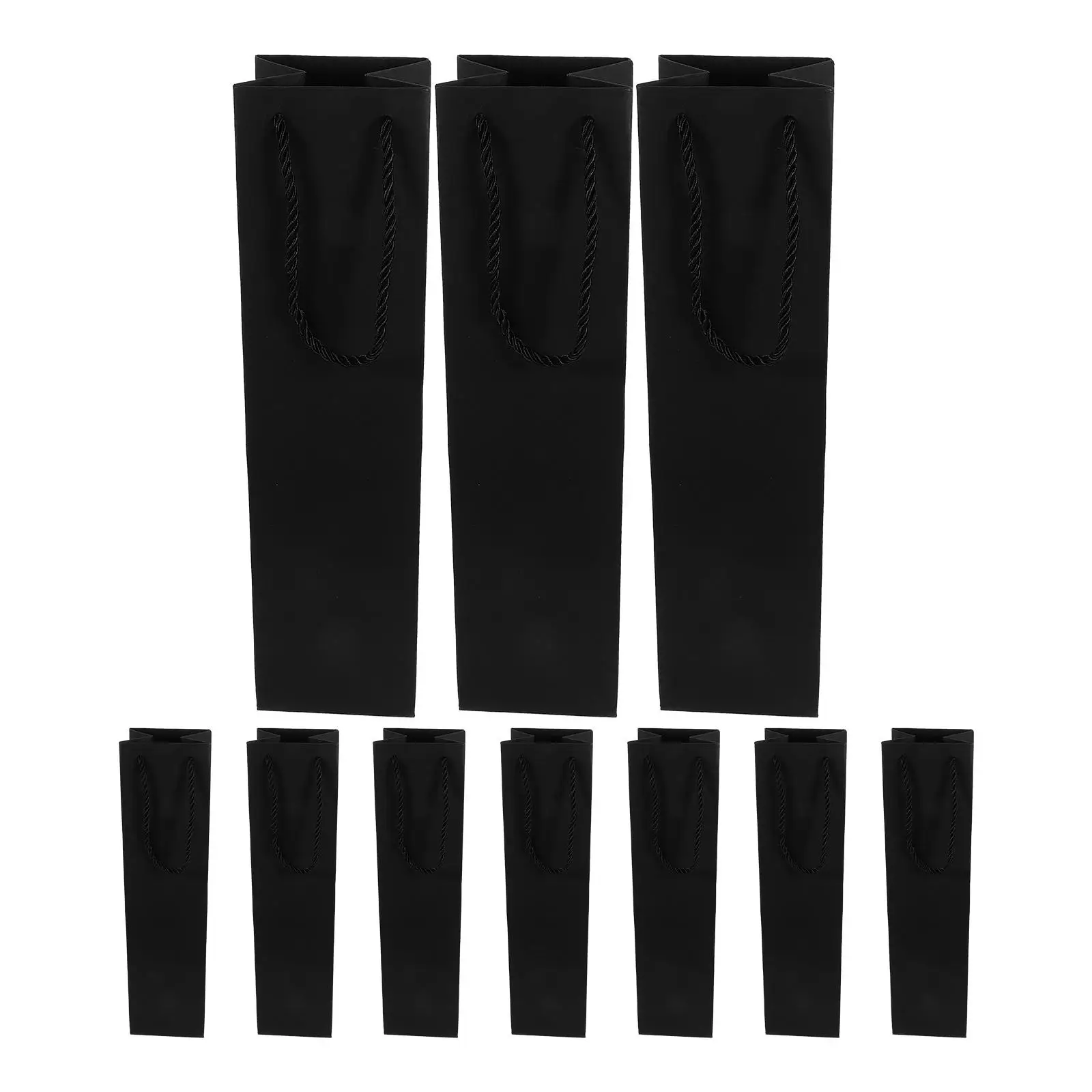 

12pcs Bag Bottle Bags For Gifts Bottle Carrier Durable Reusable Black Strong Handle For Gifts Home Store Hotel