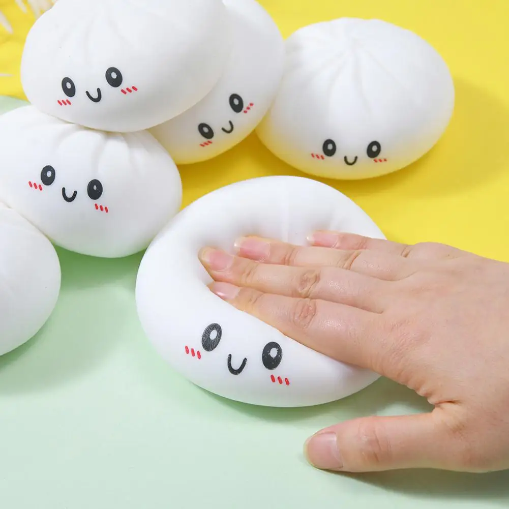 Colorful Dumpling Squishes Stress Balls Fidget Sensory Toys Simulation Food Squishies Bun with Steamer Fake Buns Fidget Toy