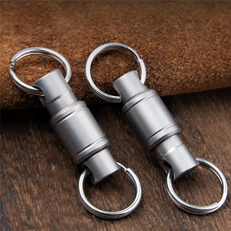 Quick Release Keychain Set with Titanium Carabiner and Keyrings Titanium Swivel Clip 360-Degree Rotation 3Pcs