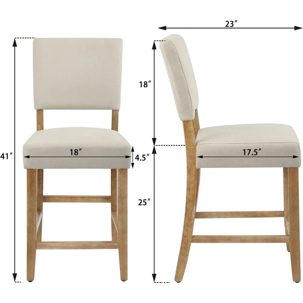 24 Zoll Barhocker mit Gegen höhe, 4er-Set, gepolsterte Barhocker mit Holzbeinen, Insel stühle für die Küchen theke