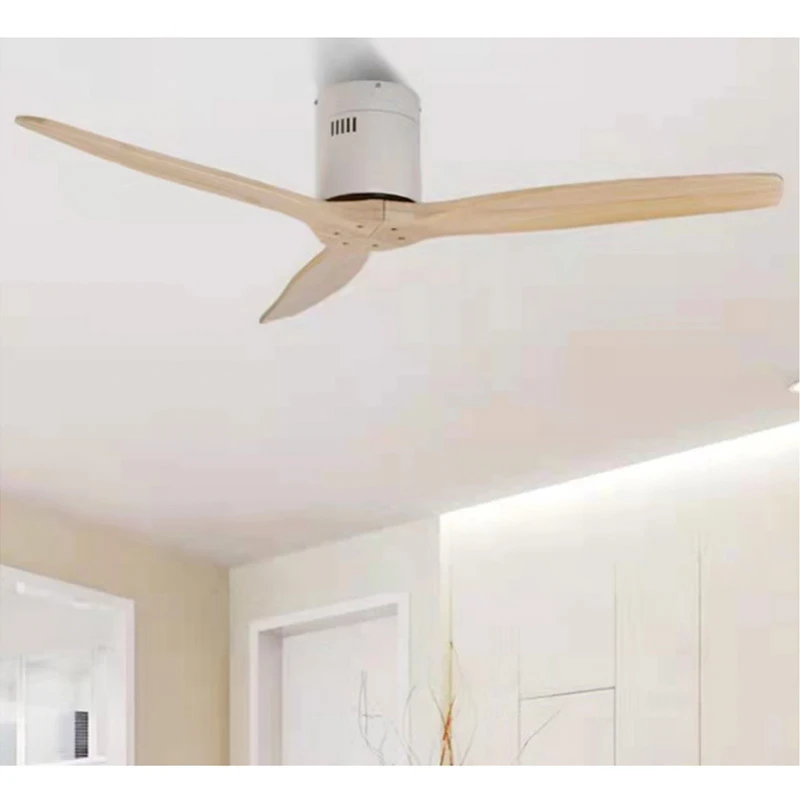 Imagem -02 - Nordic Modern Simples Log Ceiling Fan Light Decoração de Moda do Quarto Vento Forte Silêncio Ventiladores de Teto com Controle Remoto 52