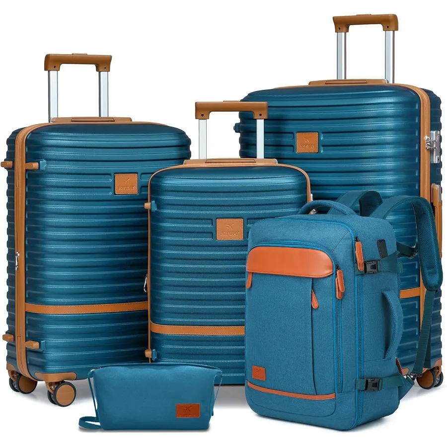 Expandable Luggage Sets 5 Pcs, Lightweight Hard Shell Travel Suitcase Set with Spinner Wheels and TSA Lock