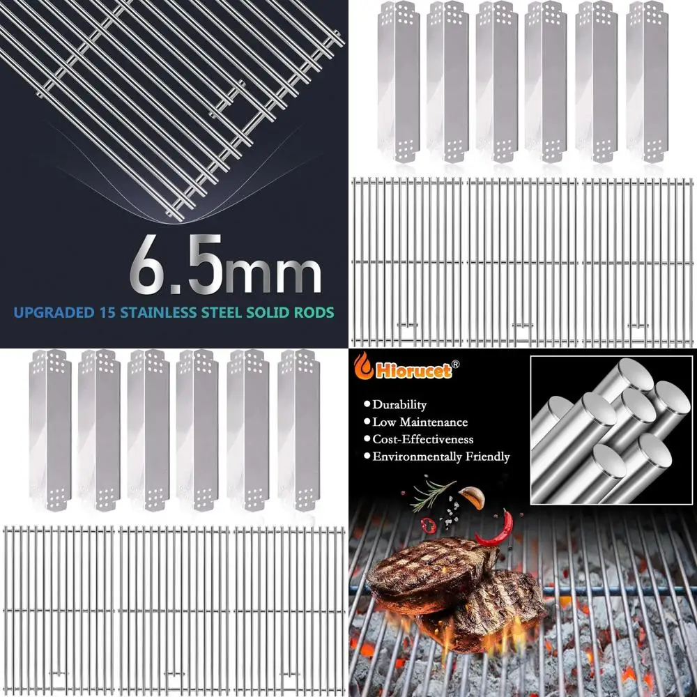 

Replacement Grill Grates for 6 Burner Gas Grills, Cooking Grids, Heat Plate Shields, Flame Tamers