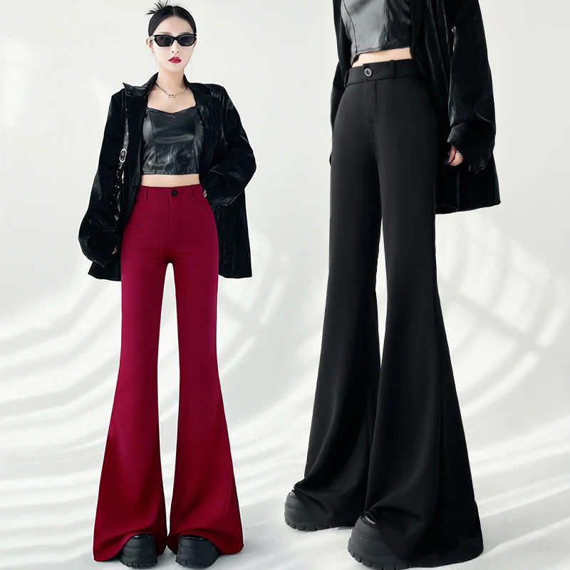 Casual Office Women's High Waist Slim Fit Long Pants Spring Autumn New Style American Style Versatile Micro Flared Drapey Pants