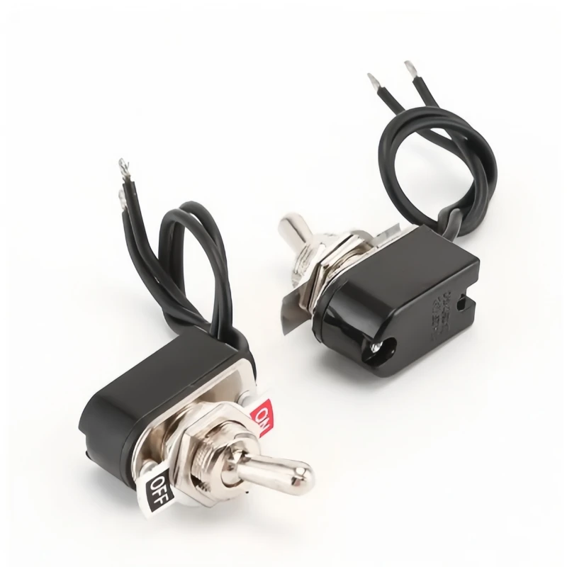 Wire-equipped toggle switch, rocker switch with 2 positions, 3A 250V, small handle toggle power switch 12MM
