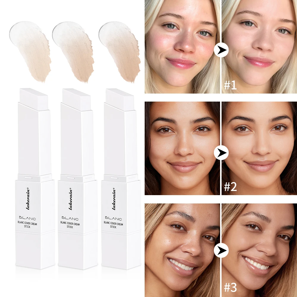 Blanc Cover Cream Stick Color Changing Foundation with Detachable Brush Coverage Changing Foundation Stick Base Makeup