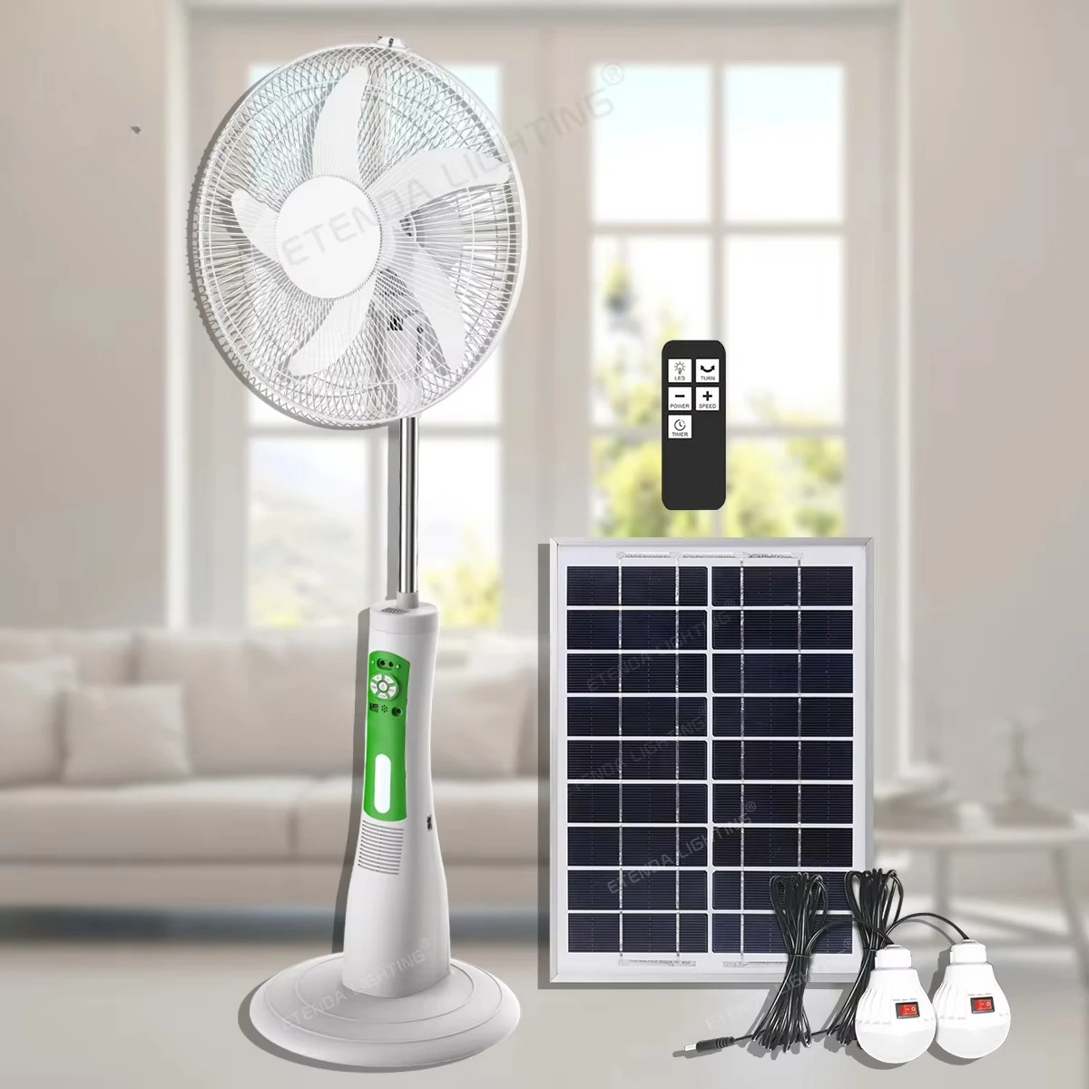 

Hot-Selling AC/DC LED Rechargeable Multi-Purpose Solar Floor Fan with USB Recharge and High Wind Speed for Home Outdoor