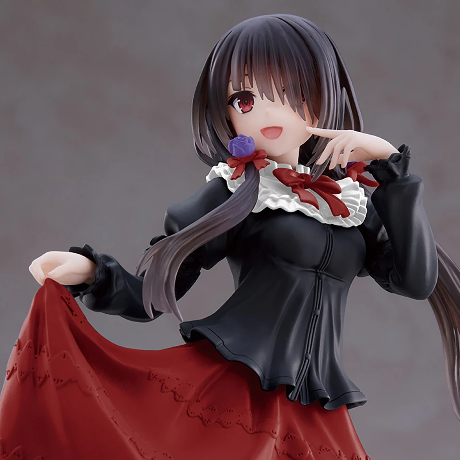 18cm data um ao vivo tokisaki kurumi anime figura bonito menina modelo pvc vestido vermelho vestir-se em pé carro interior ornamento modelo brinquedos