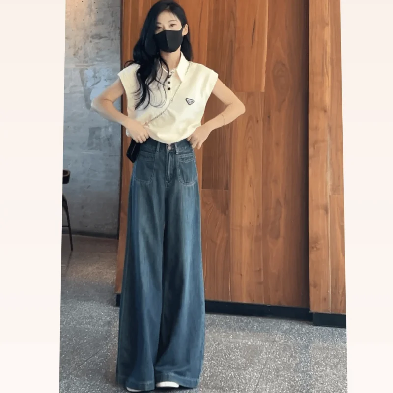 High Waist Wide Leg Jeans Women Loose Flowy Straight Leg Floor Length Pants Vintage