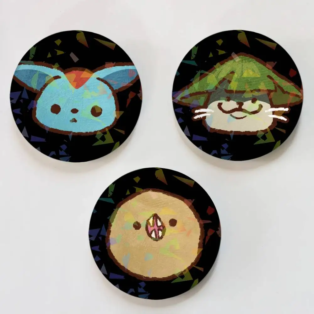 Cartoon Game Final Fantasy XIV Badges Round Laser Badge Brooch Backpack Accessories