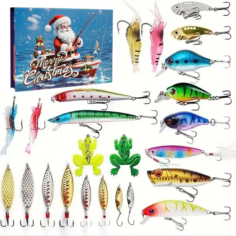 

Fishing Lure Advent Calendar 2024 Advent Calendar Bait Christmas Fishing Set 24 Days Christmas Countdown Calendar case Lure Kits