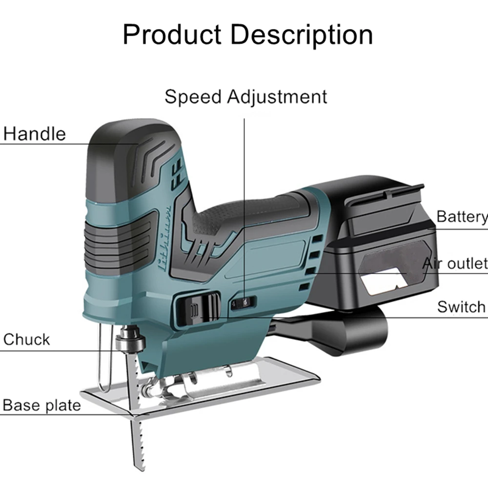 KAKYOIN 55mm Electric  Jigsaw Electric Saw Jig Saw Blade Adjustable Speed Scroll Saw Woodworking Iron Pipe Cutting Power Tool