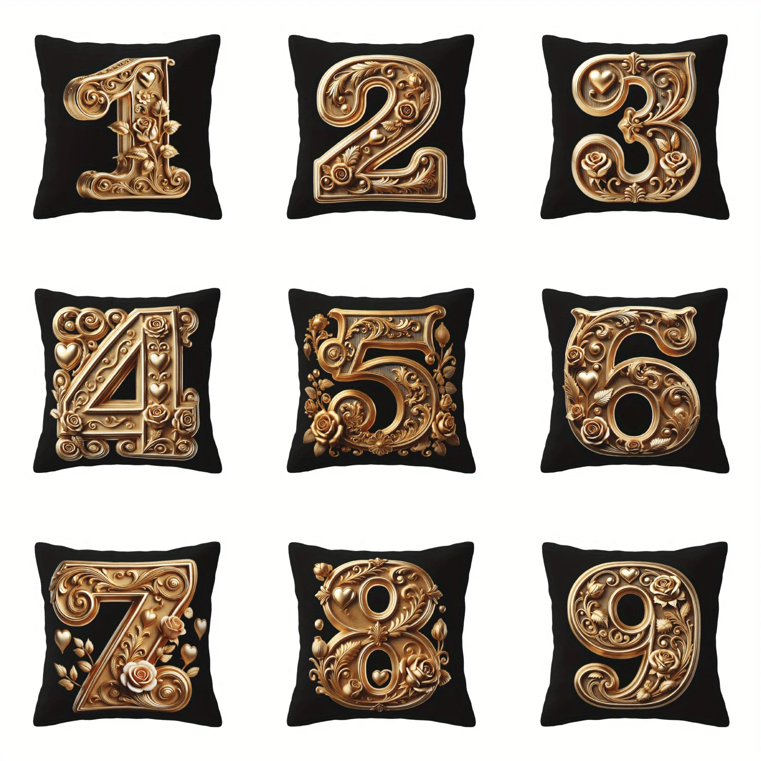 1 Letter Pillowcase A-Z 26 Letters And 0-9 Number Patterns Polyester Sofa Cushion Cover Short Plush Excluding Pillow Core 2DFlat