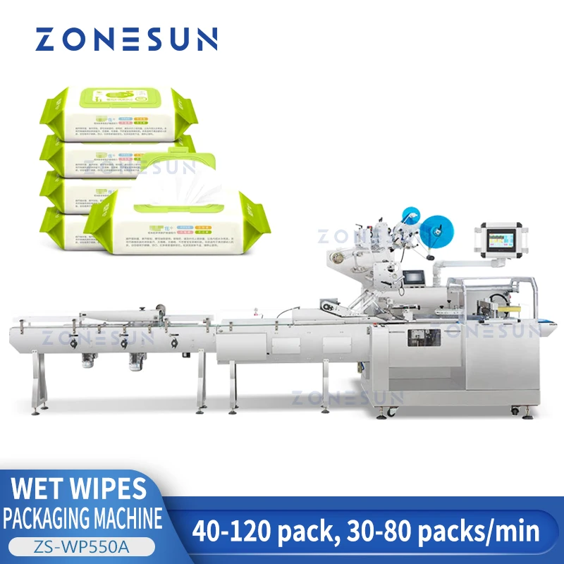 ZONESUN Wet Wipes Bag Making Sealing Machine ZS-WP550 Baby Wipe Paper Towel Tissue Flat Pack Packaging Production