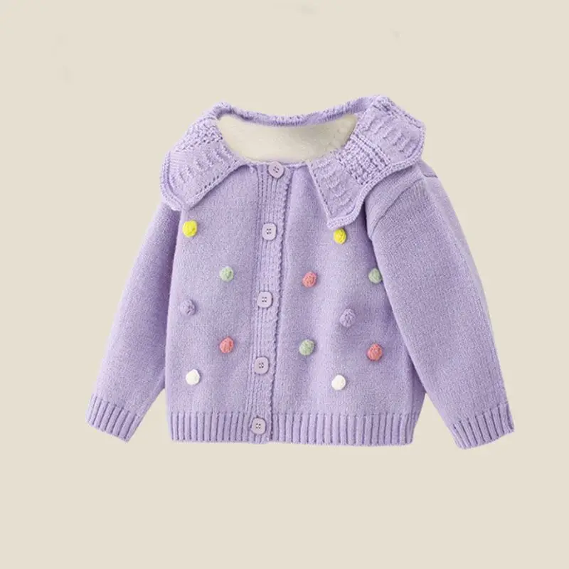 

Kids Girls Cardigan Sweaters Autumn Winter Baby Girl Solid Cotton Sweater Jacket Children's Clothing Knitted Sweaters 2-8 Years