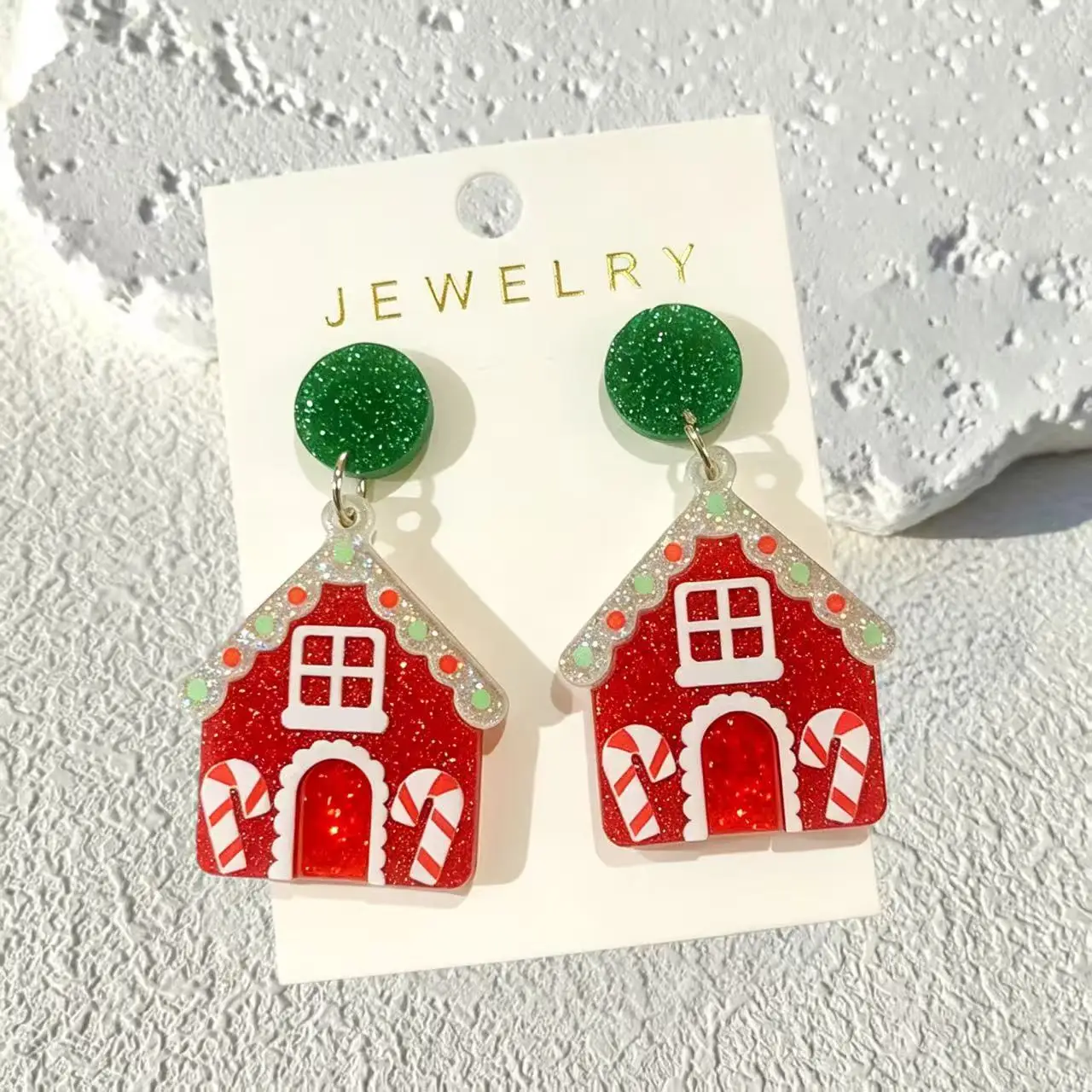 1 Pair Christmas Cute Bow House Design Women's Fashion Jewelry Earrings, Holiday Party Gift