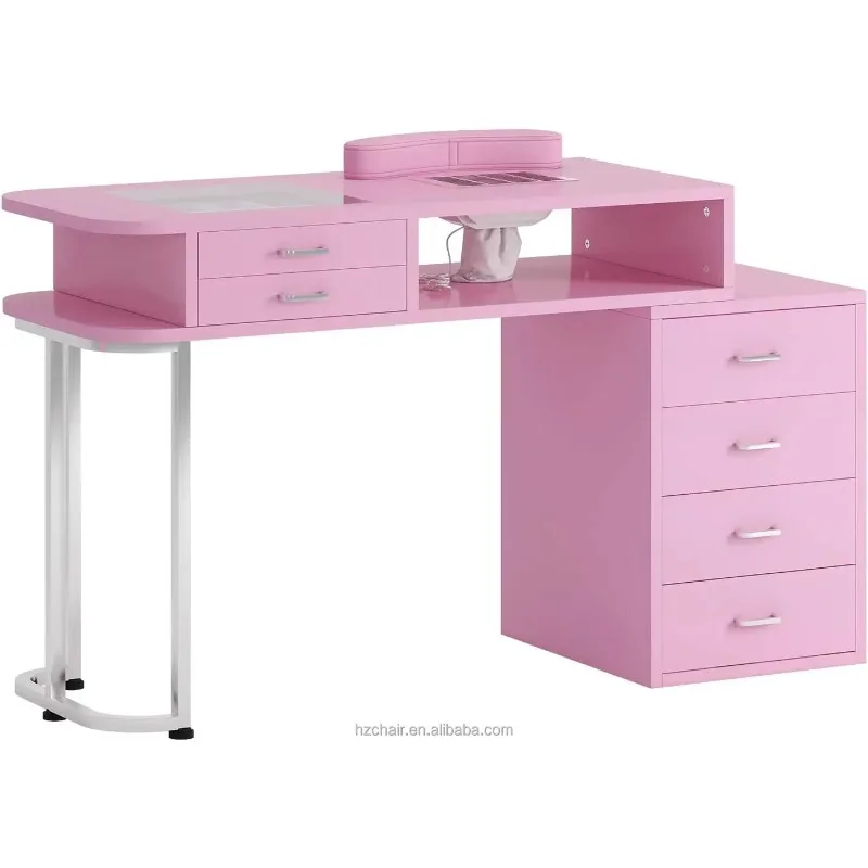 Hot Selling Pink Salon Manicure Furniture Spa Beauty Salon Station  with Drawers Nail Desk for Nail Shop Dressing Table Nail