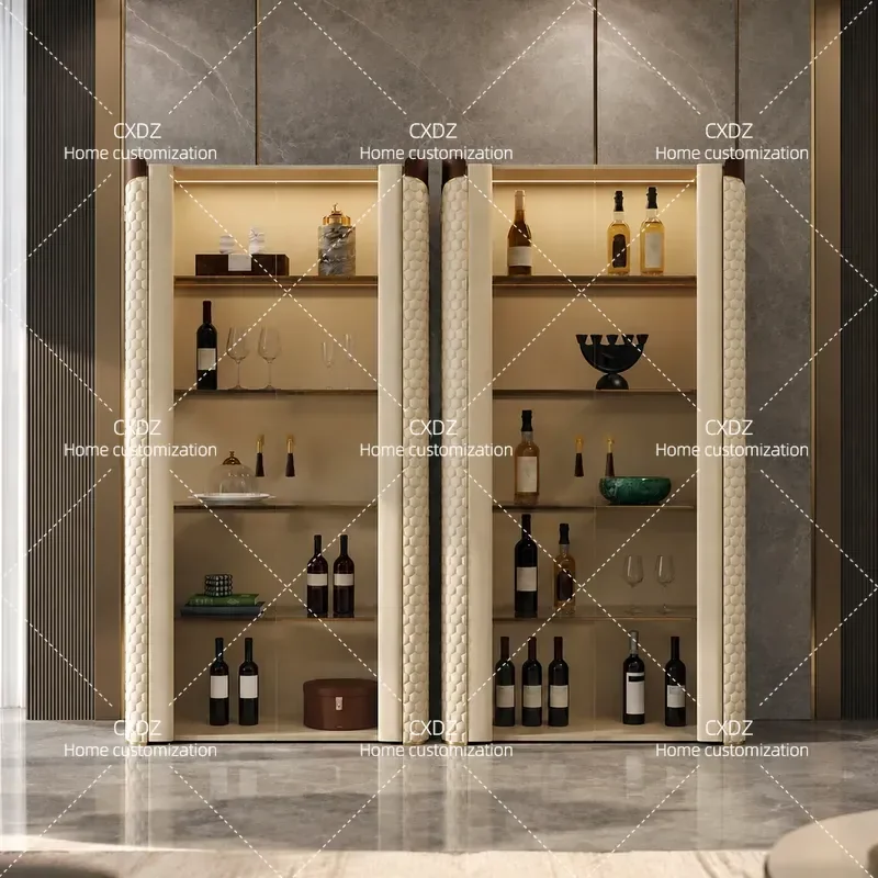 Feiou Premium Light Luxury Glass Wine Cabinet Wall Mounted Custom Italian Style Bookcase Cloakroom Storage for Restaurant