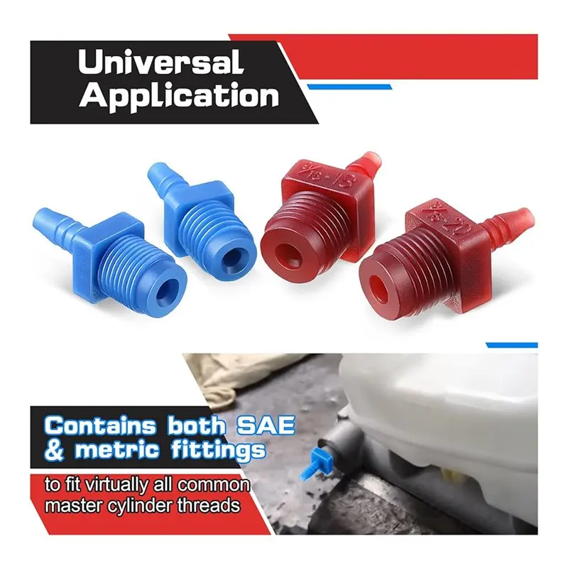 AB02 Master Cylinder Bleeder Kit Replacement 22 Inch Hose, Clip, SAE And Metric Fittings For 14151 Universal Fit