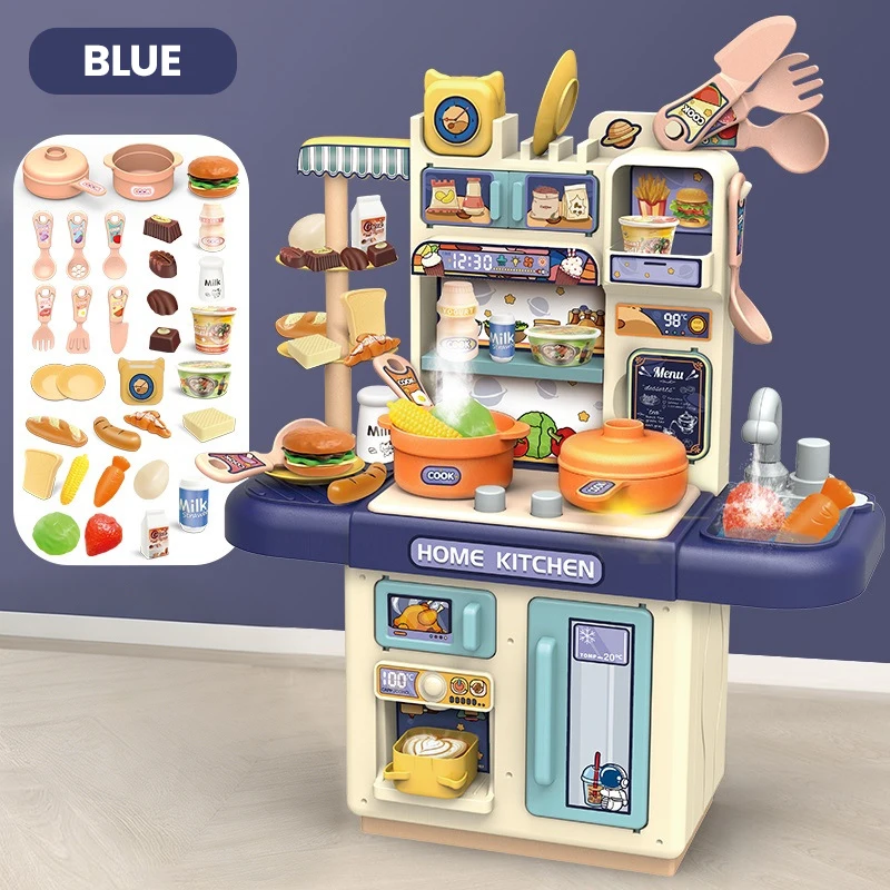 

Pretend Play House Toy Simulation Kitchen Ware with Sound Kids Role Play Pot Owen Mini Food for Girl Cooking Educational Kits