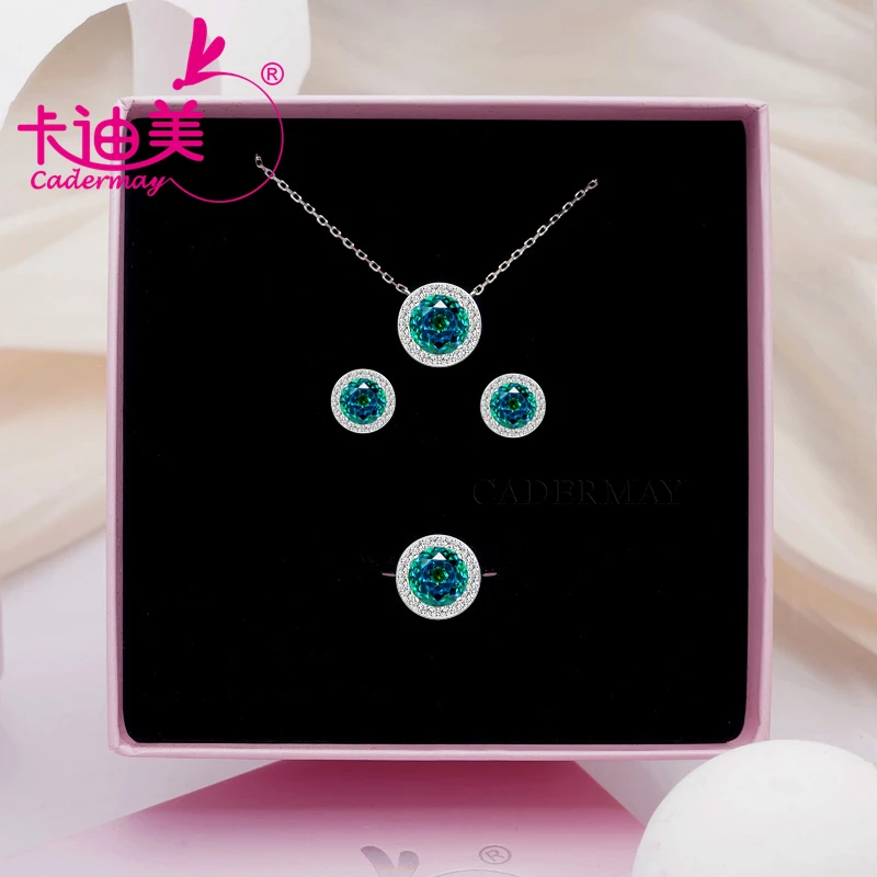 CADERMAY High Quality S925 Silve Ring Earrings Necklace Original Color Double Color Eye Stone Party Gifts Brand For Women