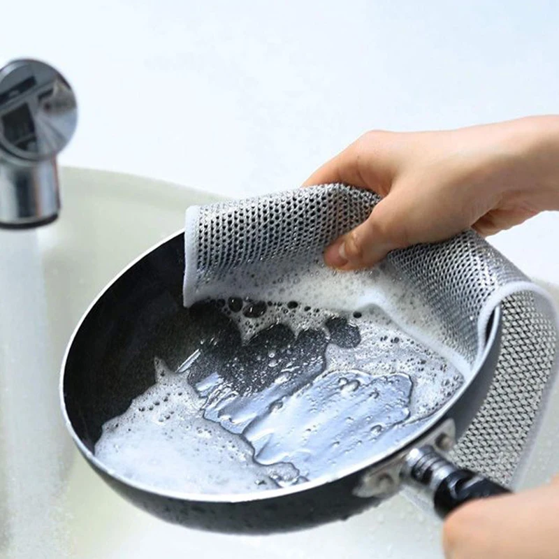 Silver Cleaning Cloth Magic Dish Towel Reusable Non Stick Oil Dishcloth Pot Strong Rust Removal Replace Steel Wire Balls Rag