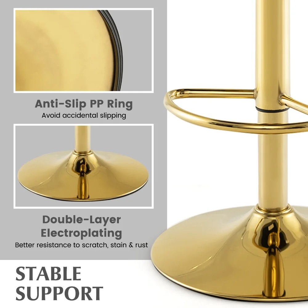 Set of 2 Leathaire Bar Chairs Adjustable Bar Stool with Padded Seat & Footrest