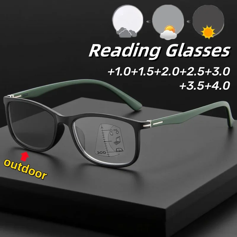 

Progressive Multifocal Photochromic Reading Glasses Ultra Light Comfortable Fashionable Simplicity Eyeglasses +1.0 To +4.0