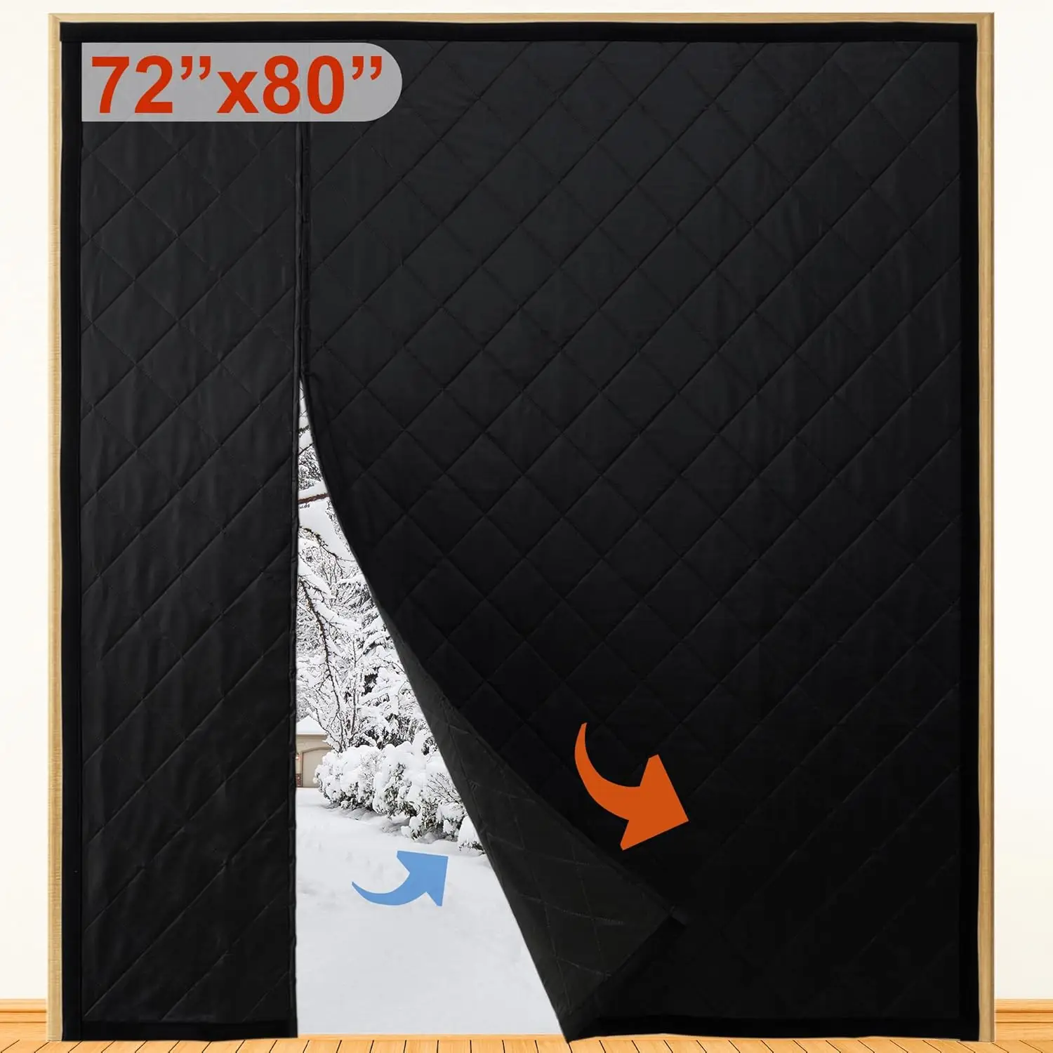 

Reversible Magnetic Thermal Door Curtain for Winter, Thick Polyester & Oxford Cloth, Fits French Sliding Doors 74x81 Inches