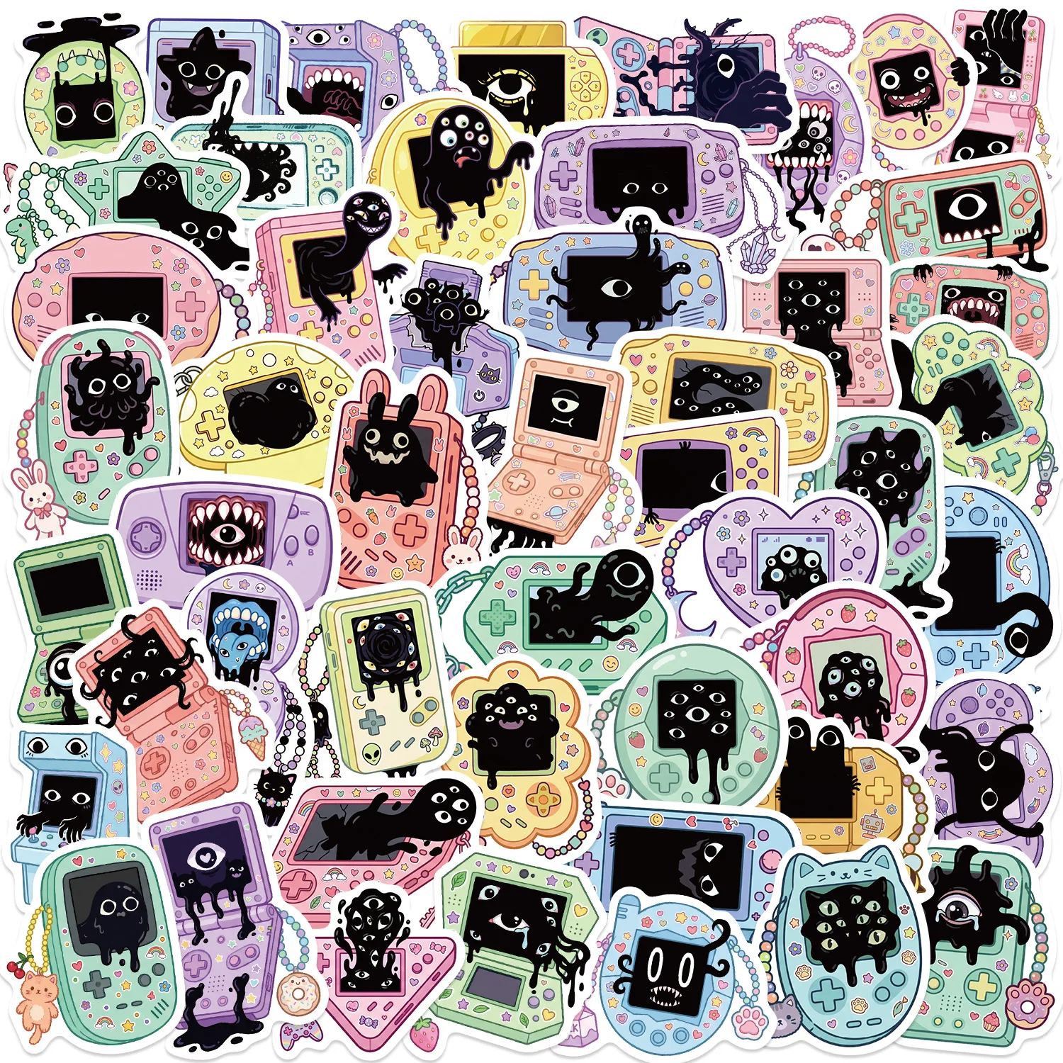 50‑Piece Dark & Weird Gaming Graffiti Decorative Stickers for Guitars, Notebooks, Luggage & DIY Craft Projects