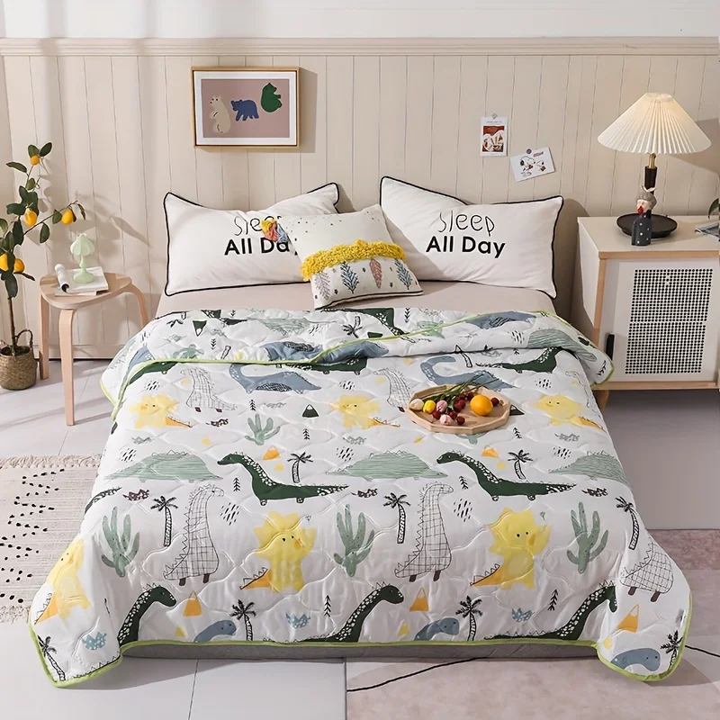 

Soft Skin-Friendly Dinosaur World Summer Quilt Multi-Purpose Thin Quilt for Living Room Sofa Nap Fresh Cooling Air-Conditioning