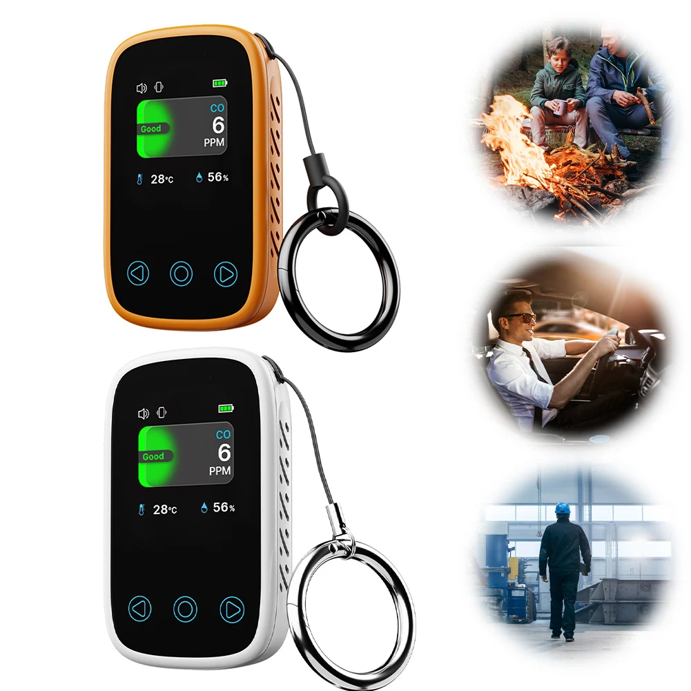3 in 1 Mini CO Detector Digital Display Portable CO Monitor Type-C Rechargeable CO Temperature Humidity Meter for Outdoor Garage