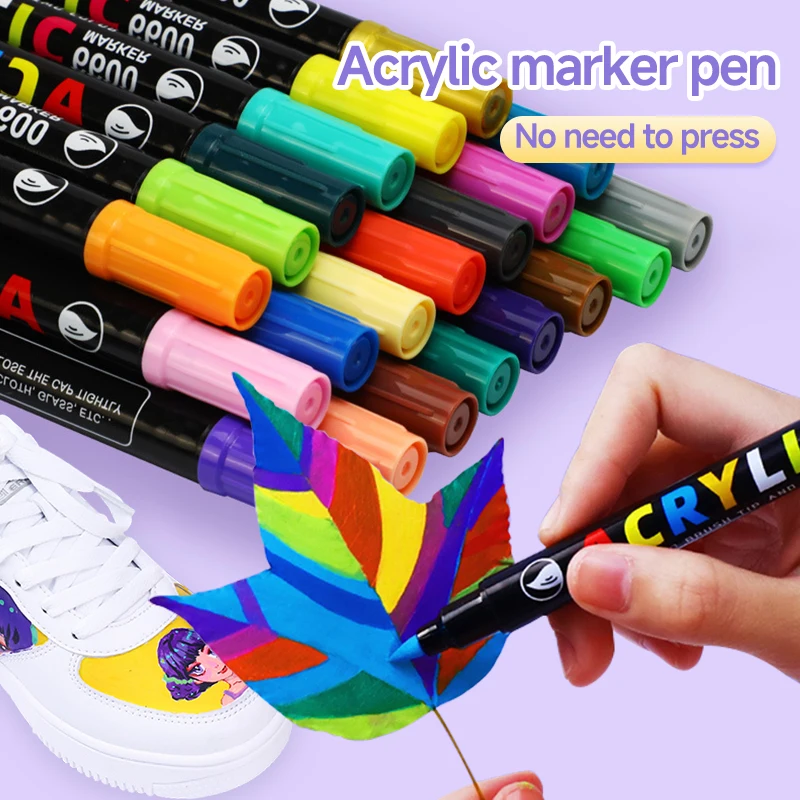 Imagem -03 - Guangna-double Head Marker Pen Impermeável Acrílico Caneta de Propileno Conta Mão Pinturas Belas Artes Escova 36 Cores 60 Cores 84 Cores por Conjunto