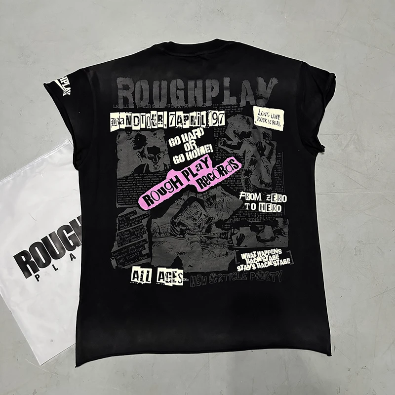 Streetwear Brand Rough Play Tops Glittering Diamonds New Short Sleeved Trend Fashion T-shirt Men Women Stock