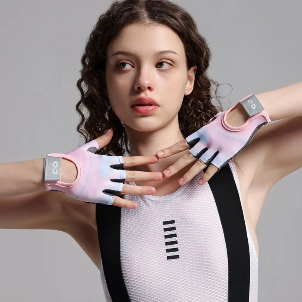 نصف اصبع نصف اصبع قفازات عدم الانزلاق تنفس تجريب قفازات رقيقة متعددة الألوان قفازات التدريب تمارين