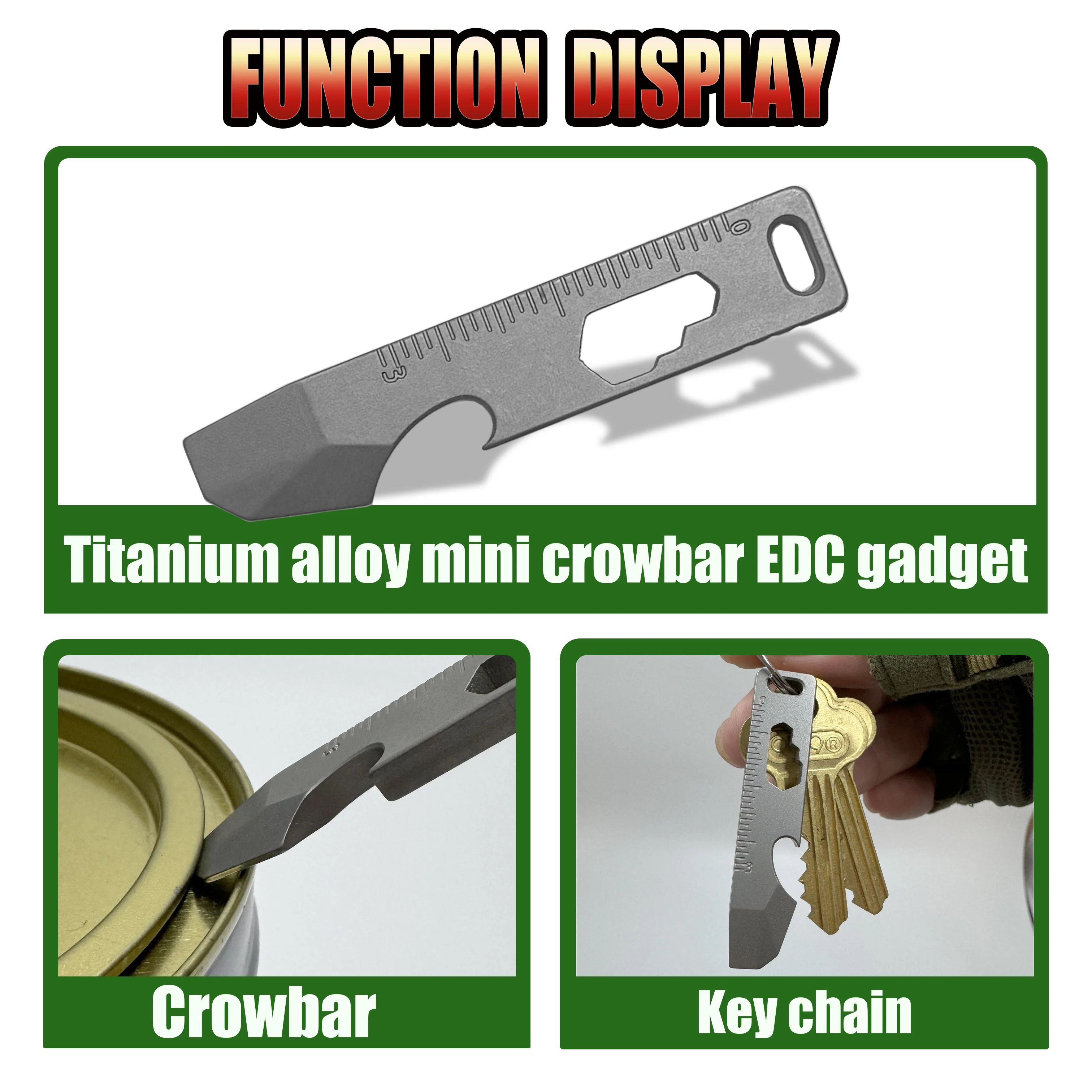 Mini TC4 Titanium alloy crowbar Opener Graduated hex wrench Keychain Multi-functional camping equipment EDC outdoor tools