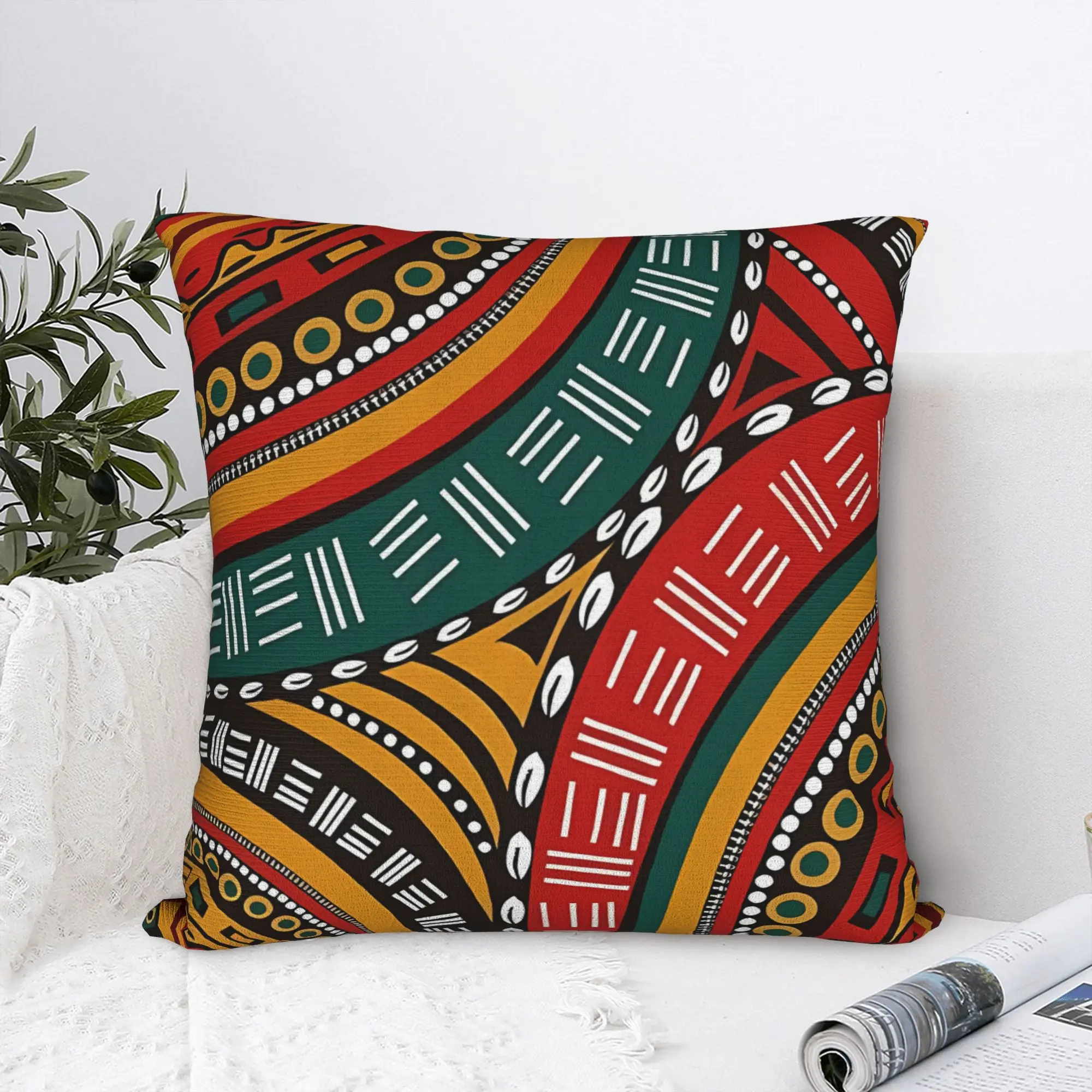 Pillow Cover African Tribal Geometric Art  Kawaii Pillow Case For Sofa Car Home Decor Pillowcases