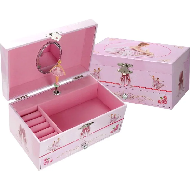 6-inch Dance and Ballet Music Box Drawer Jewelry Storage Box Children's Birthday and Christmas Gifts Gift for Wife Daughter