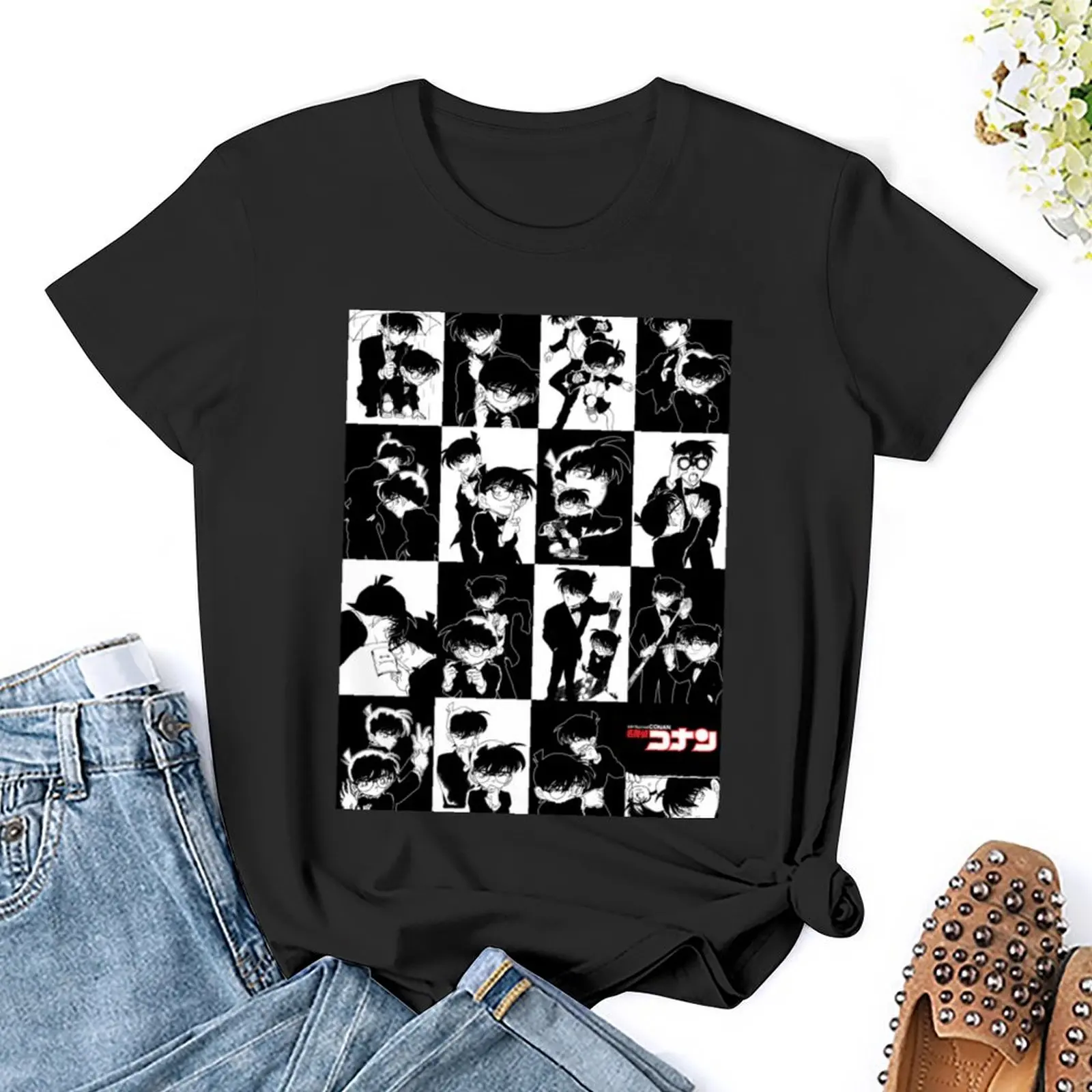 Detective Conan Edit - Conan and Shinichi Collage!! T-Shirt korean fashion hippie clothes luxury designer clothing Women