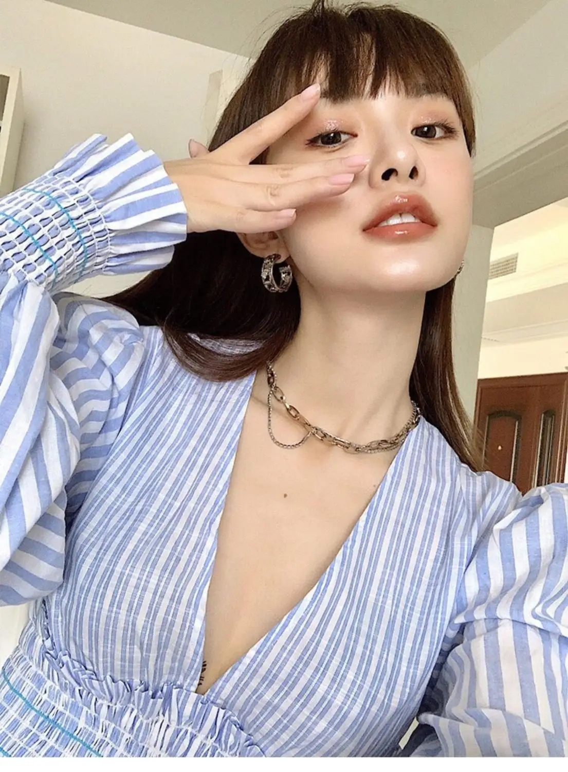 Titanium With 18K Gold AAA Zircon Chains Necklace Women Stainless Steel Jewelry OL Designer T Show Runway Boho Japan Korean