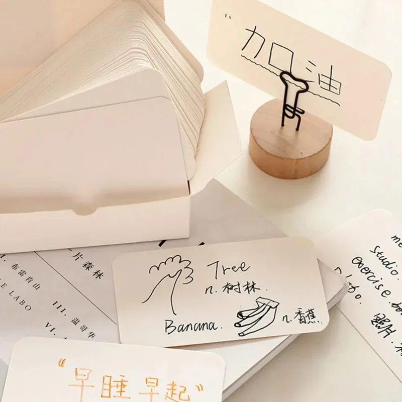 100pcsSmall white card，Blank double-sided word cards made of kraft paper，DIYHand-painted postcard gift greeting card invitation