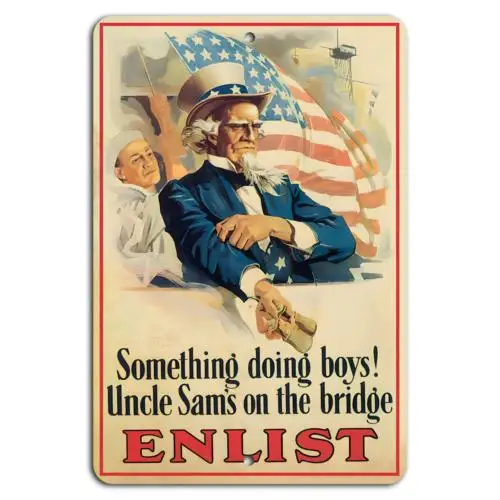 Join Uncle Sam: Enlist Today and Sail to Victory!-Aluminum-tin sign