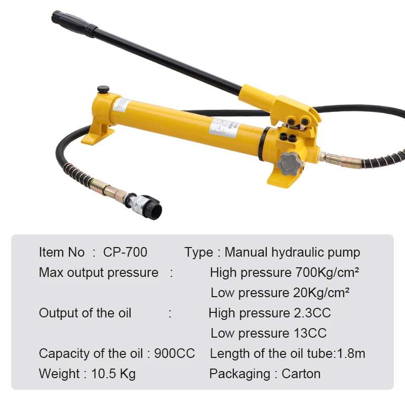 CP-700 Hydraulic Hand Pump 700kg/cm² 900CC Hydraulic Pump Can Work with Crimping Head, Pressing Head and Cutting Head