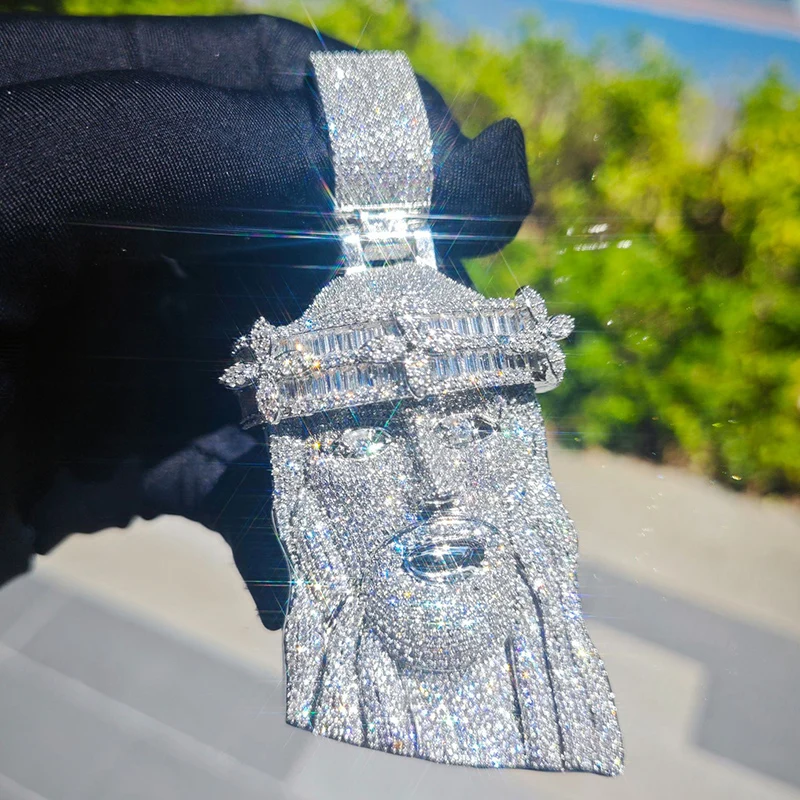 Hip Hop 5A+ CZ Stone Paved Bling Ice Out Big JESUS PIECE Pendants Necklaces for Men Rapper Jewelry Gold Silver Color